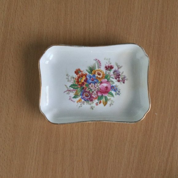 VTG Coalport mini Plate Bone China England Gold Trim Fragrance Floral Bouquet 4" - Picture 8 of 8